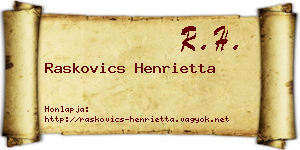 Raskovics Henrietta névjegykártya